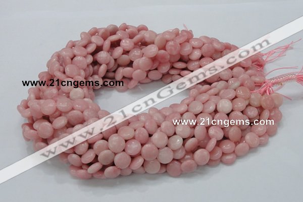 CAS15 15.5 inches 10mm flat round pink angel skin gemstone beads