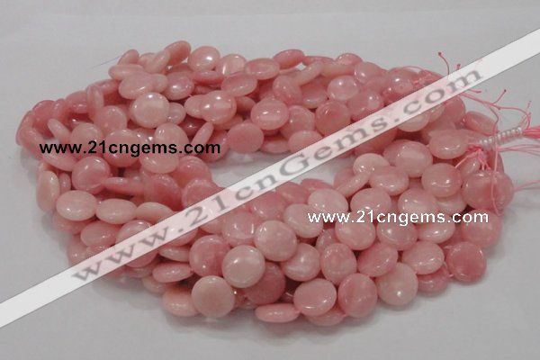 CAS17 15.5 inches 15mm flat round pink angel skin gemstone beads