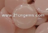 CAS18 15.5 inches 28mm flat round pink angel skin gemstone beads