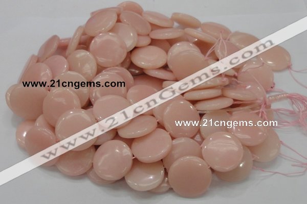 CAS18 15.5 inches 28mm flat round pink angel skin gemstone beads
