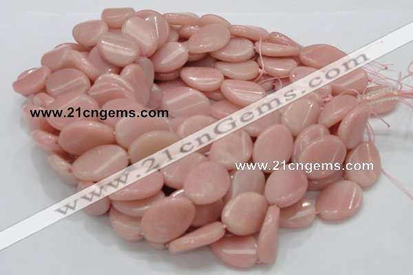 CAS28 15.5 inches 18*25mm twisted oval pink angel skin gemstone beads