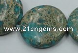 CAT08 15.5 inches 30mm flat round natural aqua terra jasper beads