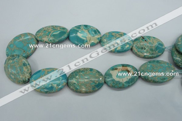 CAT101 15.5 inches 30*40mm oval dyed natural aqua terra jasper beads