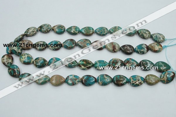 CAT11 15.5 inches 13*18mm flat teardrop natural aqua terra jasper beads