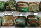 CAT115 15.5 inches 16*16mm square dyed natural aqua terra jasper beads