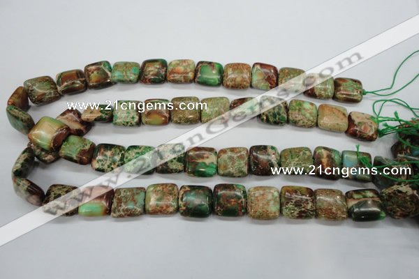 CAT115 15.5 inches 16*16mm square dyed natural aqua terra jasper beads