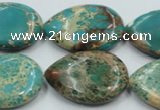 CAT14 15.5 inches 22*30mm flat teardrop natural aqua terra jasper beads