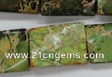 CAT142 18*25mm twisted rectangle dyed natural aqua terra jasper beads