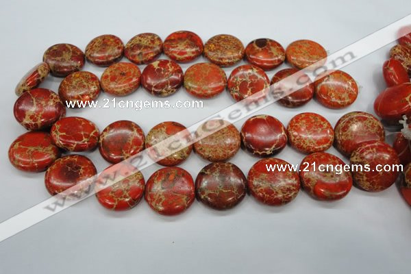 CAT195 15.5 inches 25mm flat round dyed natural aqua terra jasper beads