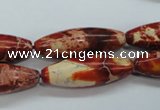 CAT208 15.5 inches 10*30mm rice dyed natural aqua terra jasper beads