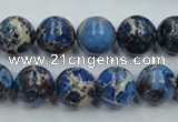 CAT213 15.5 inches 12mm round dyed natural aqua terra jasper beads