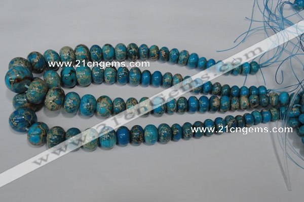 CAT302 15.5 inches 7*10mm – 15*20mm rondelle dyed aqua terra jasper beads