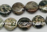 CAT5009 15.5 inches 16mm flat round natural aqua terra jasper beads