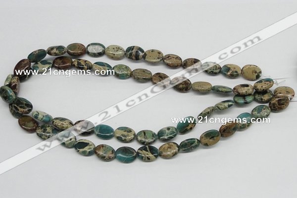 CAT5011 15.5 inches 10*14mm oval natural aqua terra jasper beads