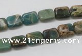 CAT5014 15.5 inches 8*10mm rectangle natural aqua terra jasper beads