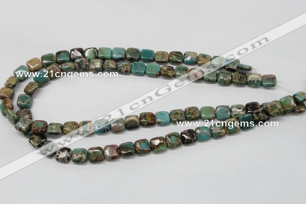 CAT5018 15.5 inches 10*10mm square natural aqua terra jasper beads