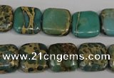 CAT5025 15.5 inches 14*14mm square natural aqua terra jasper beads