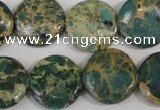 CAT5031 15.5 inches 20mm flat round natural aqua terra jasper beads