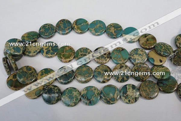 CAT5032 15.5 inches 22mm flat round natural aqua terra jasper beads