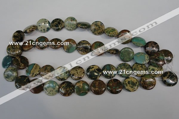 CAT5034 15.5 inches 18mm flat round natural aqua terra jasper beads