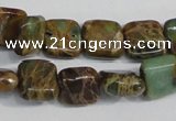 CAT5037 15.5 inches 6*6mm square natural aqua terra jasper beads