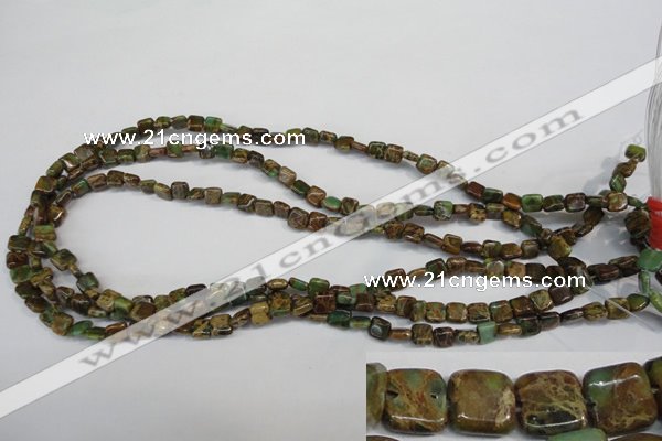 CAT5037 15.5 inches 6*6mm square natural aqua terra jasper beads