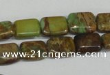 CAT5039 15.5 inches 6*8mm rectangle natural aqua terra jasper beads