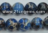 CAT51 15.5 inches 14mm round dyed natural aqua terra jasper beads