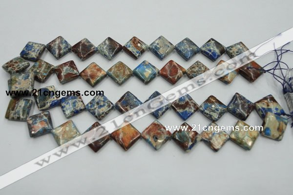 CAT54 15.5 inches 16*16mm diamond dyed natural aqua terra jasper beads