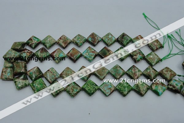 CAT57 15.5 inches 16*16mm diamond dyed natural aqua terra jasper beads