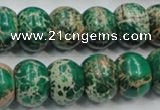 CAT61 15.5 inches 12*16mm rondelle dyed natural aqua terra jasper beads