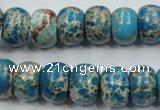 CAT63 15.5 inches 10*14mm rondelle dyed natural aqua terra jasper beads