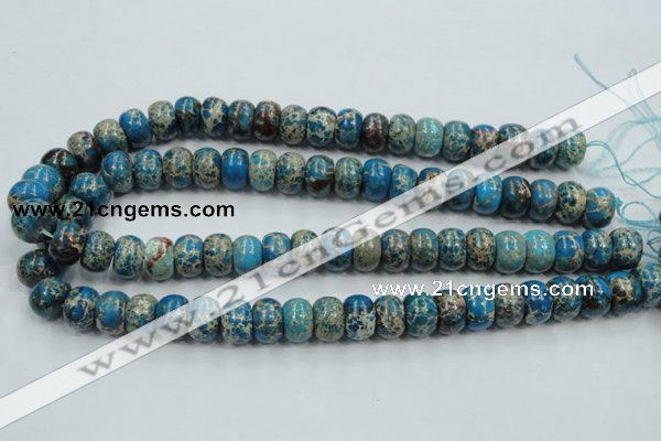 CAT63 15.5 inches 10*14mm rondelle dyed natural aqua terra jasper beads