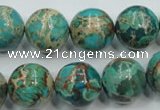 CAT77 15.5 inches 14mm round dyed natural aqua terra jasper beads