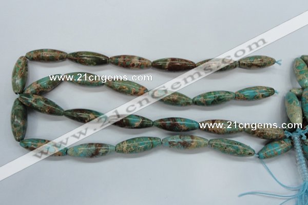 CAT80 15.5 inches 10*30mm rice dyed natural aqua terra jasper beads