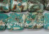 CAT90 15.5 inches 20*20mm square dyed natural aqua terra jasper beads