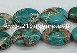 CAT98 15.5 inches 13*18mm oval dyed natural aqua terra jasper beads