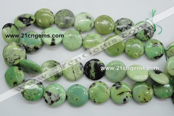 CAU203 15.5 inches 25mm flat round Australia chrysoprase beads