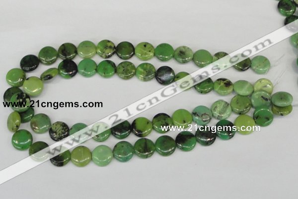 CAU38 15.5 inches 14mm flat round australia chrysoprase beads wholesale