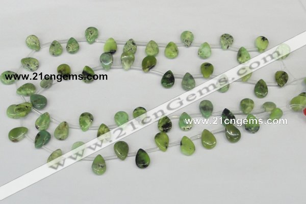 CAU42 10*14mm top-drilled flat teardrop australia chrysoprase beads