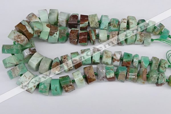 CAU430 10*15mm - 12*25mm faceted tyre Australia chrysoprase beads