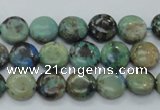 CAZ05 15.5 inches 10mm flat round natural azurite gemstone beads