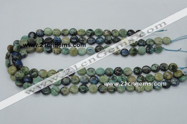 CAZ05 15.5 inches 10mm flat round natural azurite gemstone beads