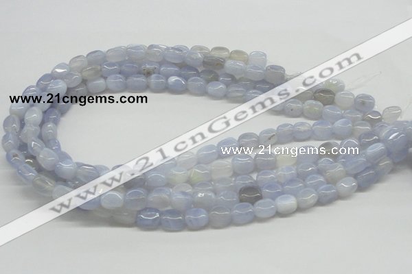 CBC05 15.5 inches 7*10mm nugget blue chalcedony beads wholesale