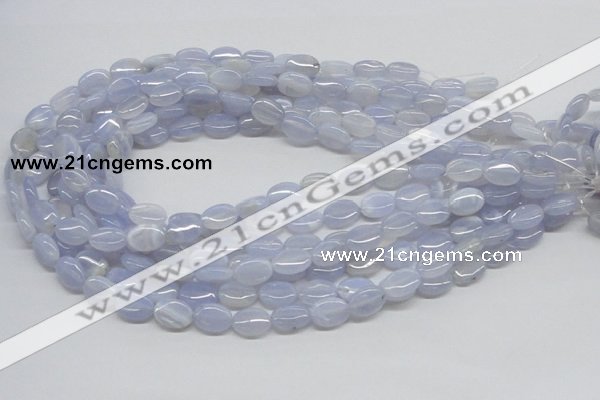 CBC09 15.5 inches 10*14mm oval blue chalcedony beads wholesale