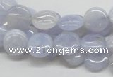 CBC12 15.5 inches 12mm flat round blue chalcedony beads wholesale