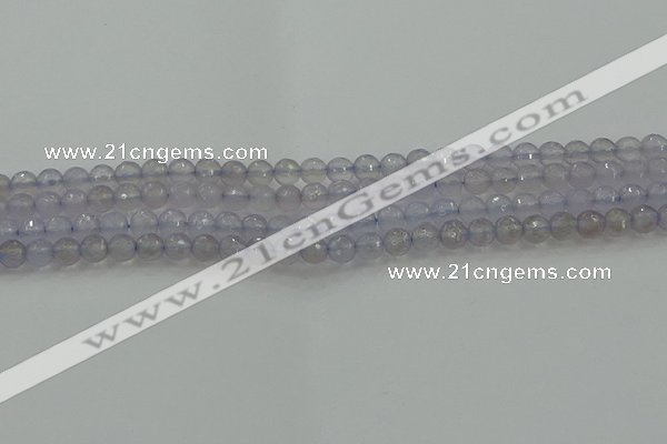 CBC435 15.5 inches 6mm faceted round purple chalcedony beads