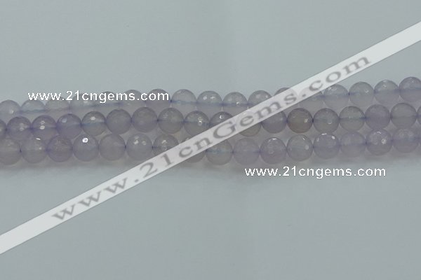 CBC437 15.5 inches 10mm faceted round purple chalcedony beads