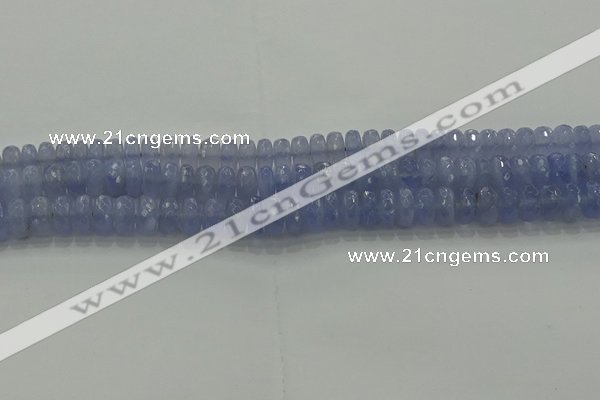 CBC447 15.5 inches 6*10mm faceted rondelle blue chalcedony beads