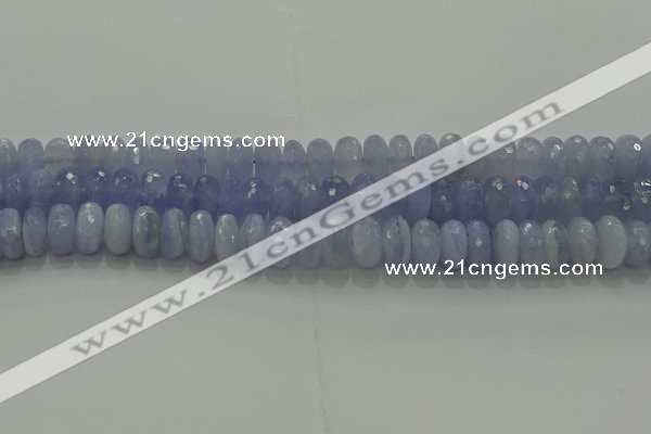 CBC448 15.5 inches 7*12mm faceted rondelle blue chalcedony beads